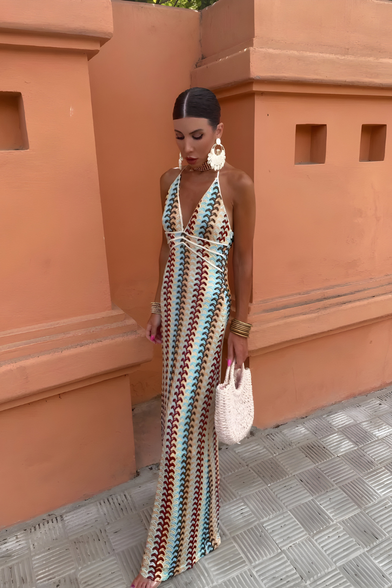 Boho maxi-jurk met open rug