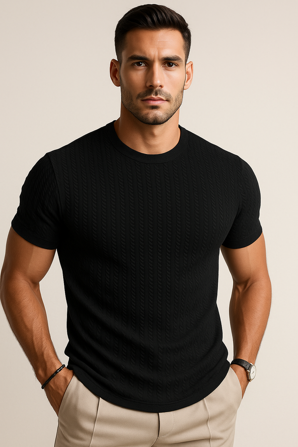 Geplisseerd T-Shirt – Zwart