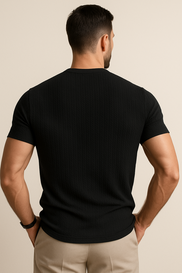 Geplisseerd T-Shirt – Zwart