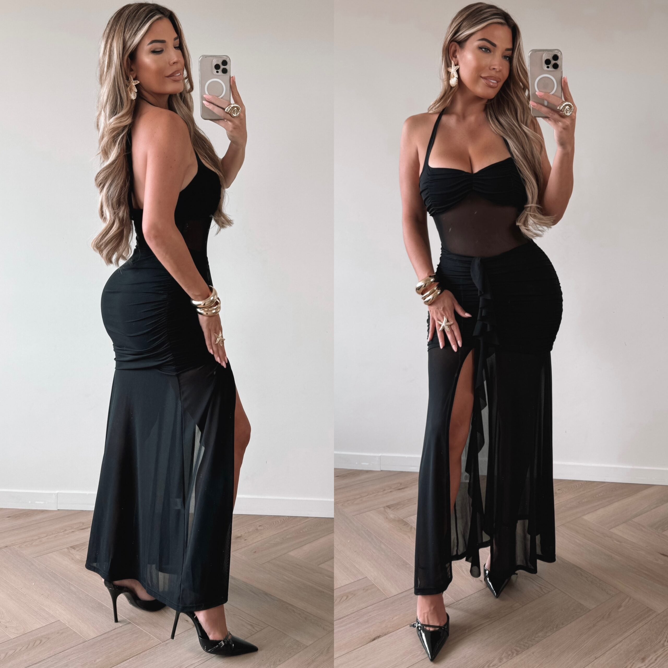 TYLA MESH DRESS  – black